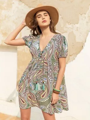 Rusttydustty Paisley Print Smock Dress Without Belt Bohemian XL • $39.90