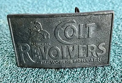 COLT REVOLVERS Silver Belt Buckle Unmarked See Photos & Read Description • $24