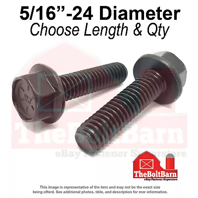 5/16 -24 Grade 8 Hex Flange Screws Frame Bolts Black Oxide (Pick Length & Qty) • $10.97