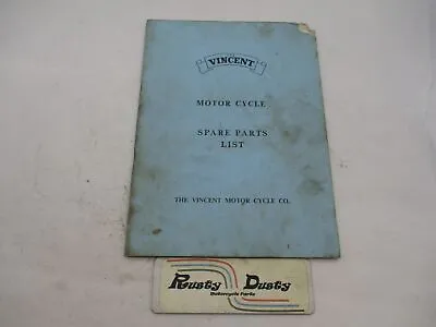 Vintage Original Vincent Motorcycle Spare Parts List Book Catalog • $64.99