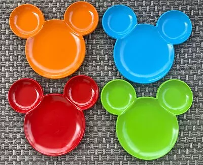 4 Disney Store Mickey Mouse Divided Plates Head & Ears Shaped Melamine Plastic • $50