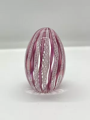 Vintage Art Glass Pink Swirl Egg Paperweight Murano? • $35