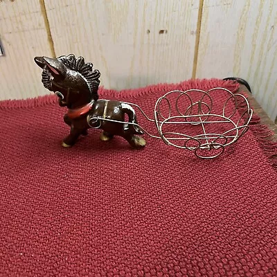 Vintage Tilso Burro Donkey Figurine With Metal Cart - Japan • $10