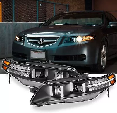 For 04-08 Acura TL [HID Xenon Model] LED Neon Tube Projector Headlight Black L+R • $635