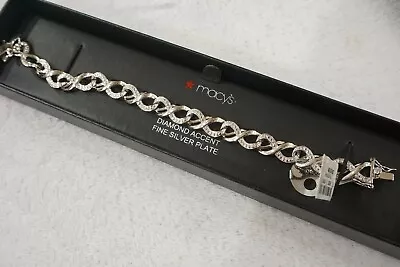 Macy's Diamond Accent Infinity Bracelet In Silver-Plated Rhodium 532258 • $12.99