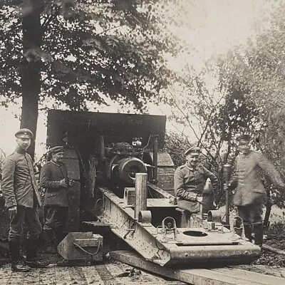 WW1 Original German 1916 Artillery Mortar Cannon Soldiers Prussian Postcard Old • $159.99