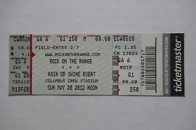 Rock On The Range Concert Tour 5/20/2012 Full Ticket Columbus Rob Zombie Manson • $29.99