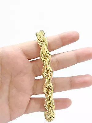 Real 10K Yellow Gold Rope Bracelet 10mm 7 Inch Lobster Lock Fits Small Wrist • $538.60