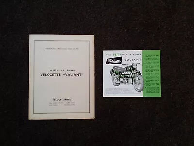 Velocette Motorcycle Brochure Valiant And Road Test Original Items 1958 • $21.24