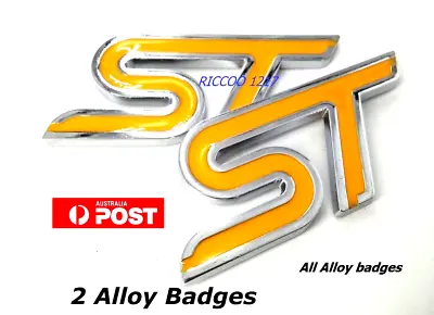 For Ford Fiesta ST Badges X 2 ALLOY METAL New 7 X 3cm Suits Ford Yellow & Chrome • $19.95