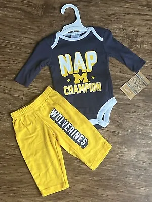NWT! Licensed Michigan Wolverine Champs Football Baby Pant And Shirt Outfit Set • $17.22