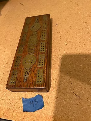 Cribbage Board Vintage Large Beautiful Stunning Hardwood Brass Top.  Superb  • $49