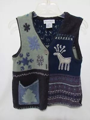 Robert Scott Siize S -  Vintage  Embroidery Cardigan Sweater Vest  Snowflake Etc • $23
