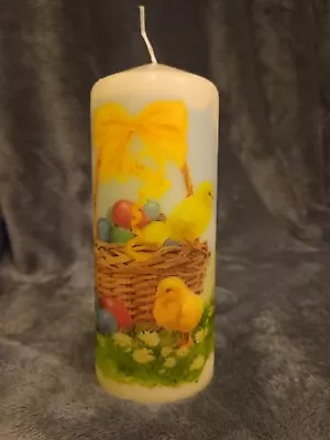 Handmade Easter Decoupage Candle - Egg's N Chicks  • £10.99