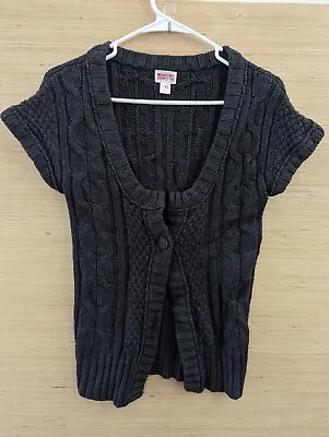 Mossimo Womens Short Sleeve Cardigan Sweater Gray XS Cotton Acrylic Button • $3.78