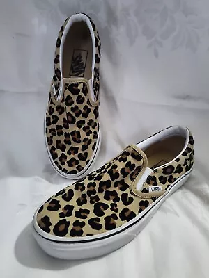 VANS Cheetah Print Slip On Shoes Women's 7 Men's 5.5 Leopard Skate Sneakers • $24.99