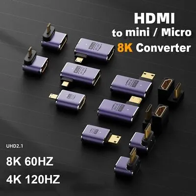 Male To Female Mini /Micro HD To HDMI-compatible 8K 60HZ Converter HDTV Adapter • $8.97