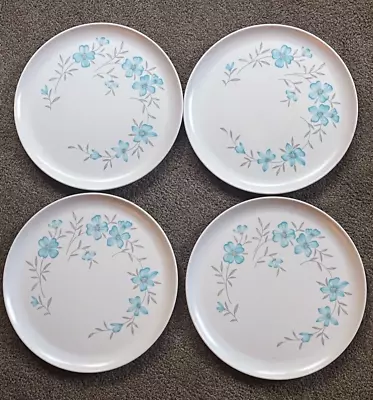 Windsor Melmac Plastic 10  Plates Blue Floral Vtg Lot Of 4 Retro MCM Camping • $15.98