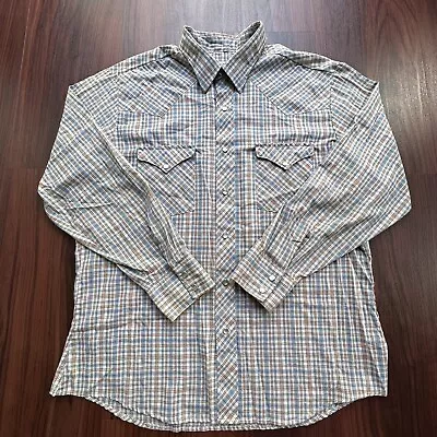 Vintage Men’s Round Up Western Pearl Snap Button Down Long Sleeve Shirt • $19.99