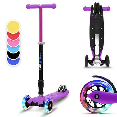 Scooter Kids 3 Wheels 5+ LED Kids Push Scooter Folding Adjustable Outdoor ABEC 7 • £91.99