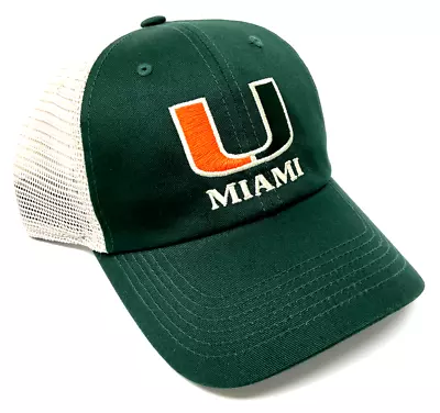 Um University Of Miami Hurricanes Logo Curved Bill Mesh Trucker Snapback Hat Cap • $16.95