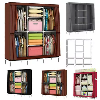 Portable Large Clothes Wardrobe Closet Storage Cabinet Organiser Unit Shelf Rack • $31.34