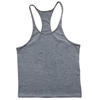 Men Gym Muscle Workout Fitness Solid Tank Top Y Back Bodybuilding Stringer Shirt • $9.31