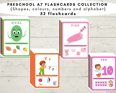 ELKIDO First Letters Numbers Colours Shapes 52 Flash Cards Learning Educative • £6.99