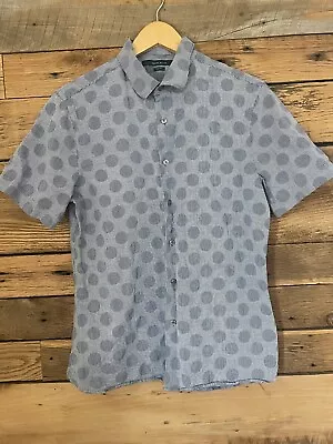 Mens Perry Ellis Short Sleeve Button Down Shirt Sz M  Slim Fit Blue • $10