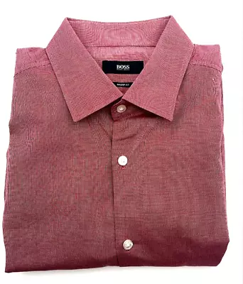 HUGO BOSS Men’s Salmon  Dress Shirt - Size 16.5  34/35 • $18