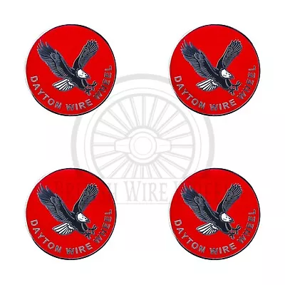 Dayton Eagle Chrome & Red Metal Wire Wheel Chip Emblems Size 2.25  Set Of 4 • $107.99