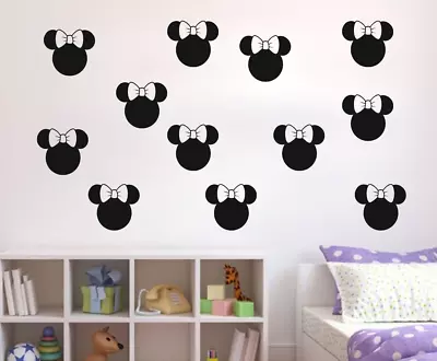 Minnie Mouse Head Pack Wall Art Stickers Transfer Decal Disney Bedroom Decor • £2.99
