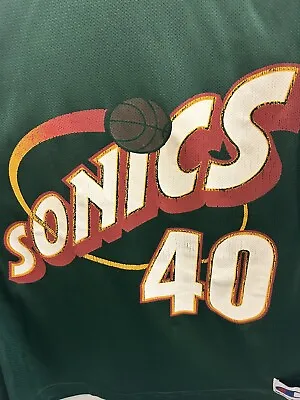 $40 • Buy Vintage Shawn Kemp #40 Champion Seattle Super Sonics NBA Basketball Jersey Sz 44