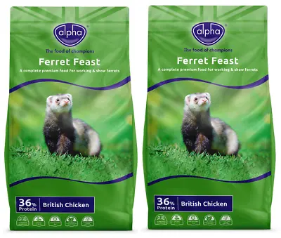 £70.99 • Buy 2x 10kg Bags Alpha Ferret Feast Complete Dry Food 20kg