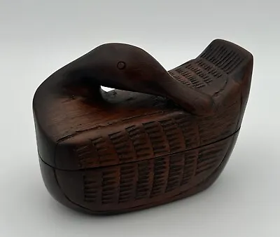 Vintage Wooden Duck Box Hand Carved Folk Art Humidor Decoy Trinket • $75