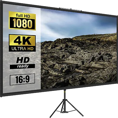 $60.96 • Buy VEVOR 90  Tripod Portable Projector Projection Screen 4K HD 16:9 Home Cinema