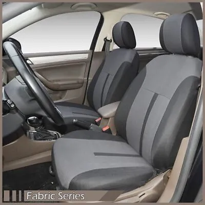 Pair Of Gray Fabric Car Seat Covers Compatible For Volkswagen (Video) • $19.99