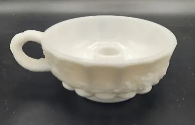 Vtg Westmoreland White Milk Glass Grape/Leaves Chamberstick Candle Holder • $11.99