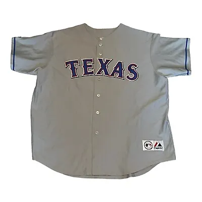 TEXAS RANGERS Vintage Michael Young Gray Authentic Majestic Jersey Adult Size 2X • $79.99