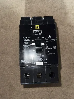 Square D EDB34020 20 Amp 3 Pole 480 VAC Bolt-on Circuit Breaker • $180