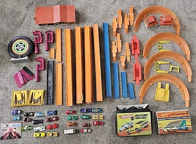 Vintage 70s Huge Hot Wheels Lot - Red Stripe Cars Track & Accessories  • $10.50