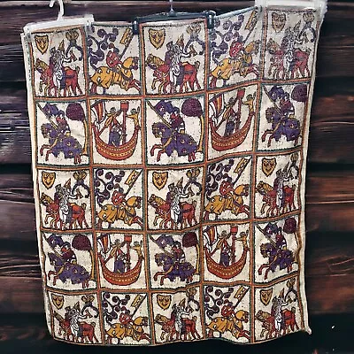 Vintage Medieval Times Tapestry 48x52 Historical Knights Horses Jousting Boat • $24.99