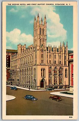 Syracuse New York 1940s Postcard Mizpah Hotel & First Baptist Church • $4.95