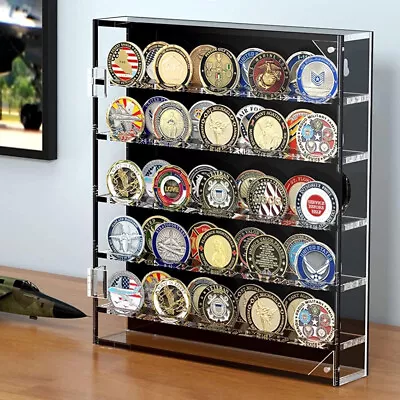 Challenge Coin Display 5 Rows Coin Holder Stand Rack Holds 45 • £19.89