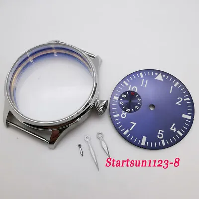 44mm Steel Watch Case Super Luminous Blue Dial Hands Fit ETA 6497 St36 Movement • $41.85