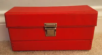 Vintage Red Vinyl Cassette Storage Case. Storage For 12 Cassettes. • £7.99