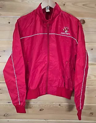 VTG Fire Department Jacket Men Size XL Windbreaker Full Zip Red 80s New • $29.99