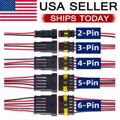 2/3/4/6-Pin Way Car Waterproof Male Female Electrical 18AWG Wire Connector Plug • $7.99