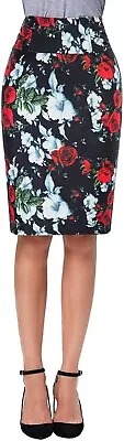 Ladies Floral Hips-Wrapped Skirt Lady Sexy Slit Bodycon Pencil Skirt Size S • $4.32