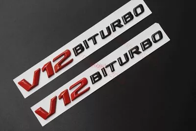 Red Black V12 BITURBO Letters Side Emblems Badge Sticker For Mercedes Benz • $15.72